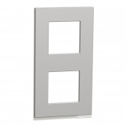 Рамка 2-постова Schneider Electric Unica New Pure вертикальна алюміній/білий NU6004V80