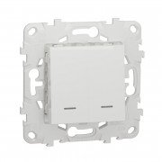 Вимикач Schneider Electric Unica New 2-клавішний з підсвічуванням 2х схема 1а білий NU521118N