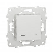 Вимикач Schneider Electric Unica New 2-клавішний з підсвічуванням 2х схема 1а білий NU521118N