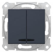 Вимикач Schneider Electric Sedna 2-клавішний схема 5 із синім підсвічуванням графіт SDN0300370
