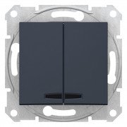 Выключатель Schneider Electric Sedna 2-клавишный схема 5 с синей подсветкой графит SDN0300370