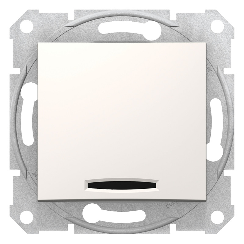 Вимикач Schneider Electric Sedna 1-клавішний із червоним індикатором слонова кістка SDN0400323