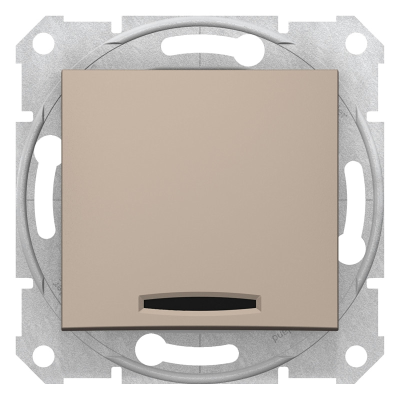 Вимикач Schneider Electric Sedna 1-клавішний із червоним індикатором титан SDN0400368