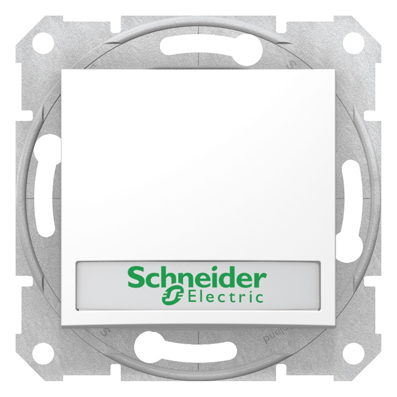 Вимикач Schneider Electric Sedna кнопковий з написом та підсвічуванням білий SDN1600321