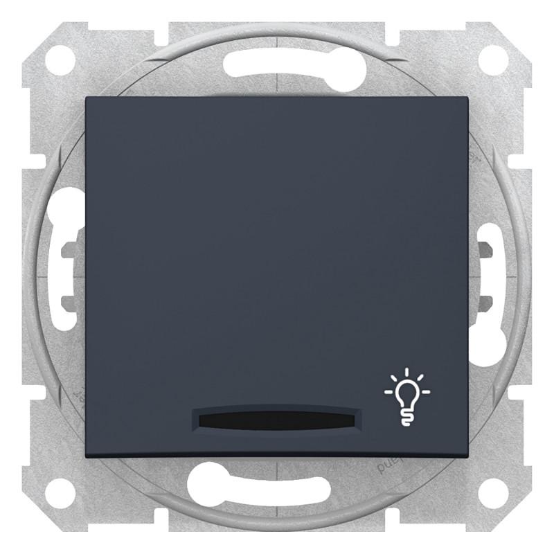 Выключатель Schneider Electric Sedna кнопочный с символом Свет и подсветкой графит SDN1800170