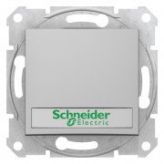 Выключатель Schneider Electric Sedna кнопочный с надписью и подсветкой алюминий SDN1600360