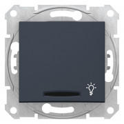 Выключатель Schneider Electric Sedna кнопочный с символом Свет и подсветкой графит SDN1800170