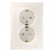 Розетка двойная Schneider Electric Sedna с заземлением и шторками слоновая кость SDN3000423