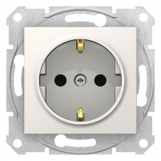 Розетка Schneider Electric Sedna с самозажимными клемами с заземлением и шторками слоновая кость SDN3001723