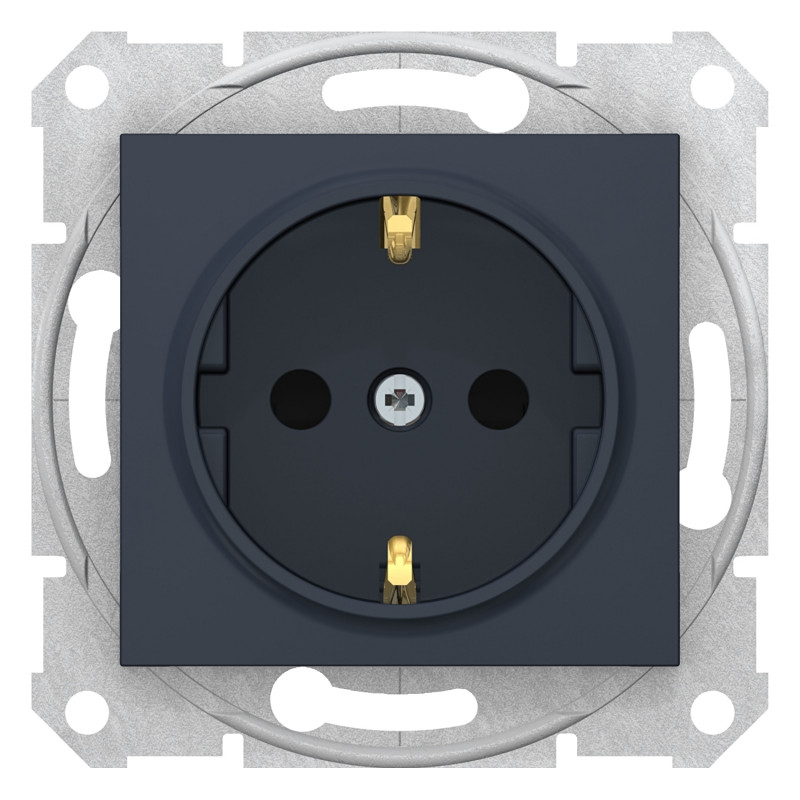 Розетка Schneider Electric Sedna з самозатискними клемами із заземленням та шторками графіт SDN3001770