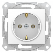 Розетка Schneider Electric Sedna с самозажимными клемами с заземлением без шторок белый SDN3001821