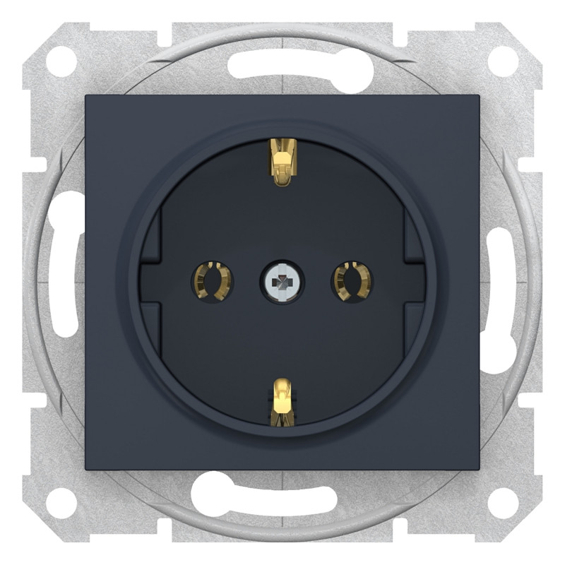 Розетка Schneider Electric Sedna із самозатискними клемами із заземленням без шторок графіт SDN3001870