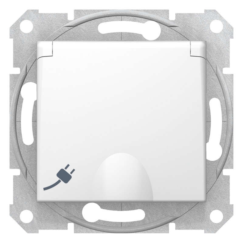 Розетка Schneider Electric Sedna с заземлением со шторками и крышкой белый SDN3100121
