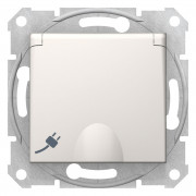 Розетка Schneider Electric Sedna с заземлением со шторками и крышкой слоновая кость SDN3100123