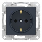 Розетка Schneider Electric Sedna з самозатискними клемами із заземленням та шторками графіт SDN3001770