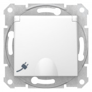 Розетка Schneider Electric Sedna з самозатискними клемами із заземленням шторками та кришкою білий SDN3100421