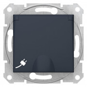 Розетка Schneider Electric Sedna с самозажимными клемами с заземлением шторками и крышкой графит SDN3100470