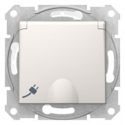 Розетка Schneider Electric Sedna с заземлением со шторками и крышкой IP44 слоновая кость SDN3100323