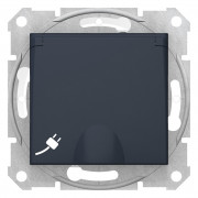 Розетка Schneider Electric Sedna с заземлением со шторками и крышкой IP44 графит SDN3100370