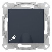 Розетка Schneider Electric Sedna IP44 с самозажимными клемами с заземлением шторками и крышкой графит SDN3100570