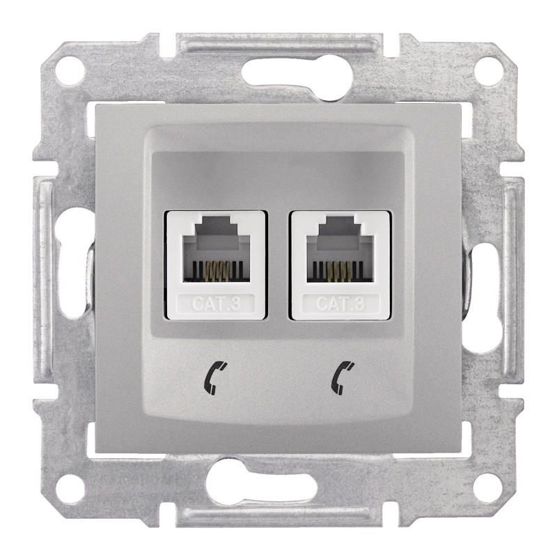 Телефонна розетка подвійна Schneider Electric Sedna алюміній SDN4201160