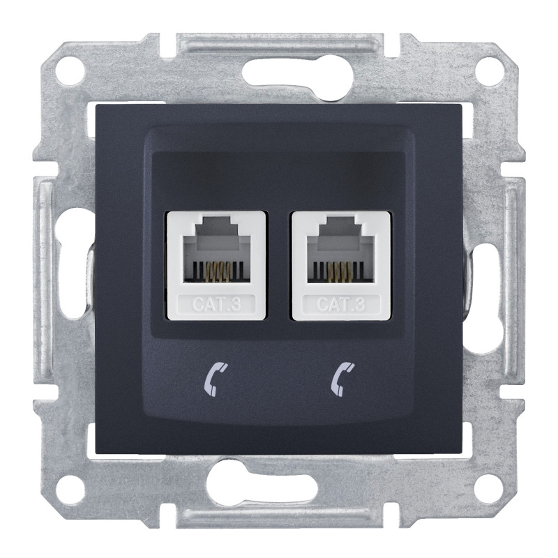 Телефонная розетка двойная Schneider Electric Sedna графит SDN4201170