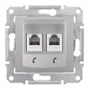 Телефонна розетка подвійна Schneider Electric Sedna алюміній SDN4201160
