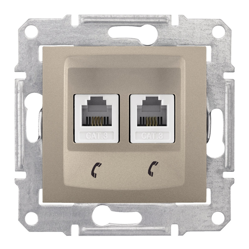 Телефонна розетка подвійна Schneider Electric Sedna титан SDN4201168