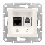 Розетка компьютерная+телефонная Schneider Electric Sedna RJ45+RJ11 кат6 UTP слоновая кость SDN5200123