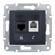 Розетка компьютерная+телефонная Schneider Electric Sedna RJ45+RJ11 кат6 UTP графит SDN5200170
