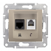 Розетка компьютерная+телефонная Schneider Electric Sedna RJ45+RJ11 кат6 UTP титан SDN5200168