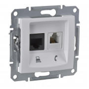Розетка комп'ютерна+телефонна Schneider Electric Sedna RJ45+RJ11 5е UTP білий SDN5100121