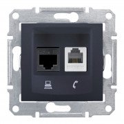 Розетка компьютерная+телефонная Schneider Electric Sedna RJ45+RJ11 5е UTP графит SDN5100170