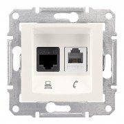 Розетка компьютерная+телефонная Schneider Electric Sedna RJ45+RJ11 кат6 UTP слоновая кость SDN5200123