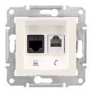 Розетка комп'ютерна+телефонна Schneider Electric Sedna RJ45+RJ11 кат6 UTP слонова кістка SDN5200123