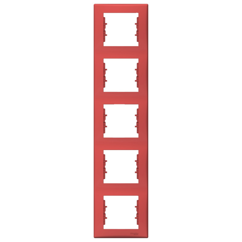 Рамка Schneider Electric Sedna 5-постова вертикальна термопластик червоний SDN5801541