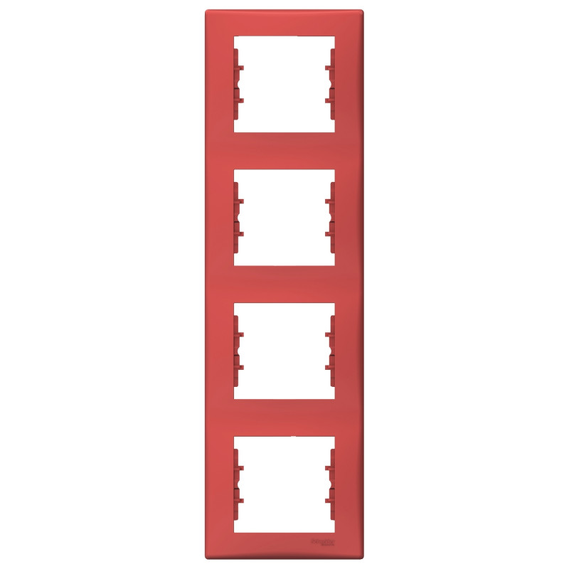 Рамка Schneider Electric Sedna 4-постова вертикальна термопластик червоний SDN5802041