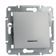 Выключатель Schneider Electric Asfora 1-клавишный с подсветкой самозажимный алюминий EPH1400161