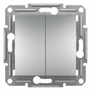 Вимикач Schneider Electric Asfora 2-клавішний самозатискний кнопковий алюміній EPH1100161