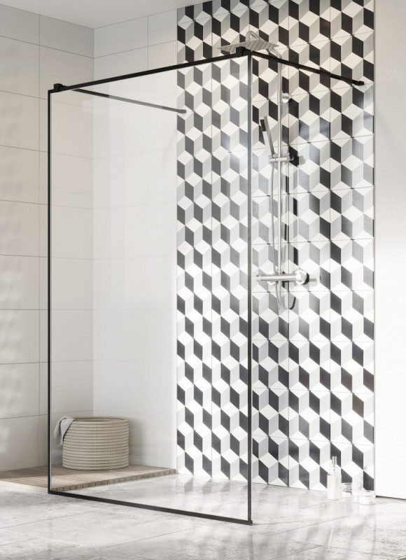 Душевая перегородка Radaway Modo X Black II Frame 140х200 см черный/прозрачное стекло 389344-54-56