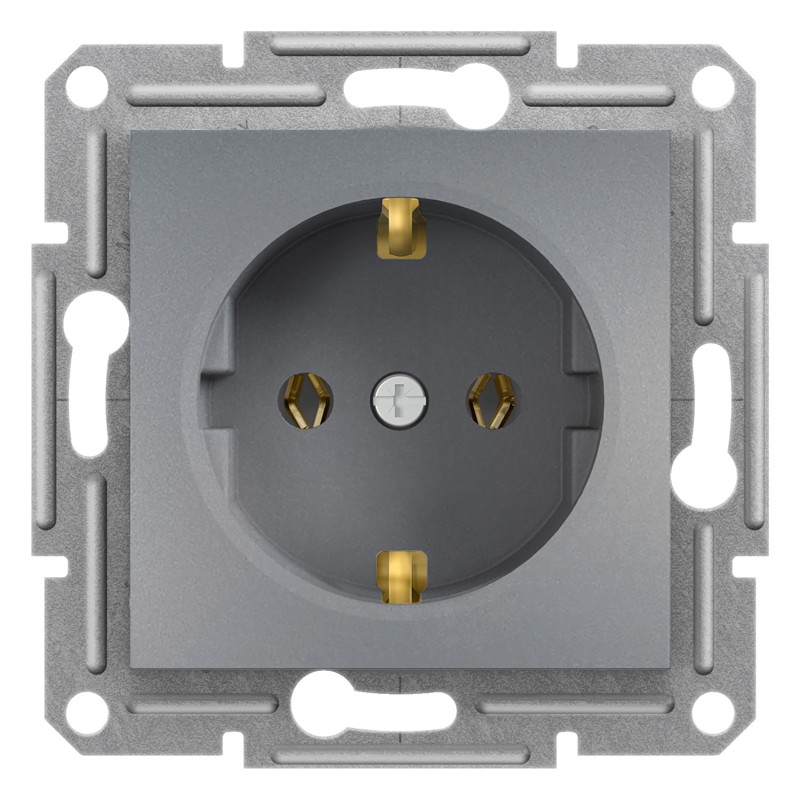 Розетка Schneider Electric Asfora с заземлением сталь EPH2900162