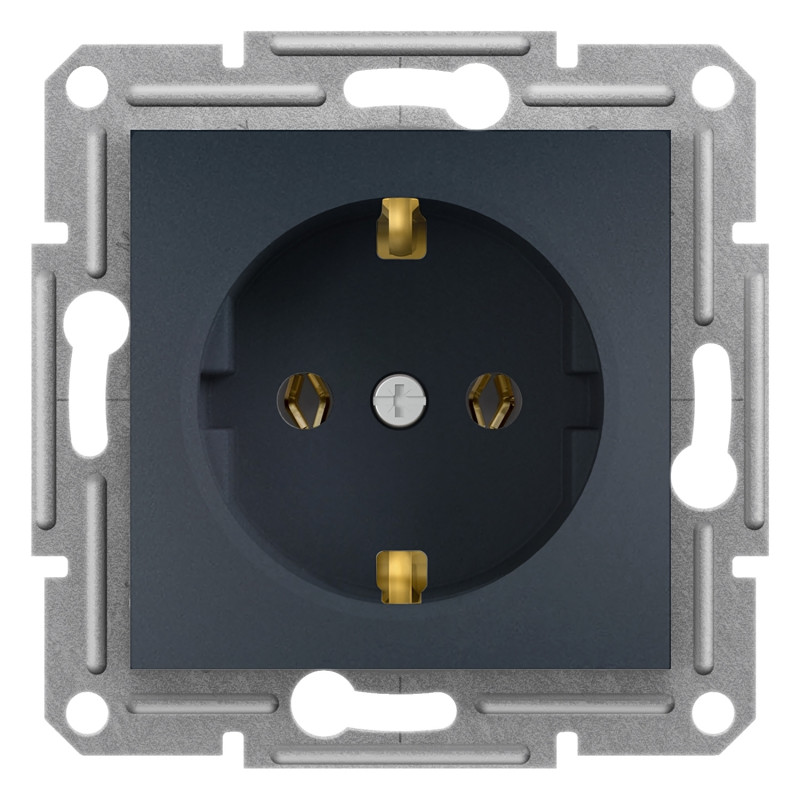 Розетка Schneider Electric Asfora с заземлением антрацит EPH2900171