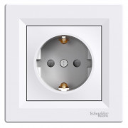 Розетка Schneider Electric Asfora с заземлением и  защитными шторками белый EPH2900221