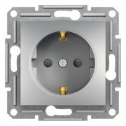 Розетка Schneider Electric Asfora с заземлением и защитными шторками алюминий EPH2900261