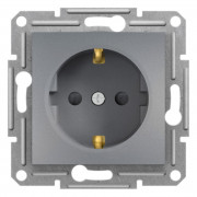 Розетка Schneider Electric Asfora с заземлением и защитными шторками сталь EPH2900262