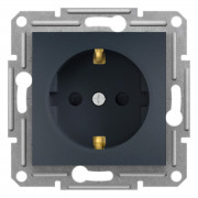 Розетка Schneider Electric Asfora с заземлением и защитными шторками антрацит EPH2900271