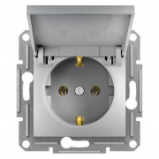 Розетка Schneider Electric Asfora с заземлением и крышкой алюминий EPH3100161