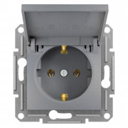 Розетка Schneider Electric Asfora с заземлением и крышкой сталь EPH3100162