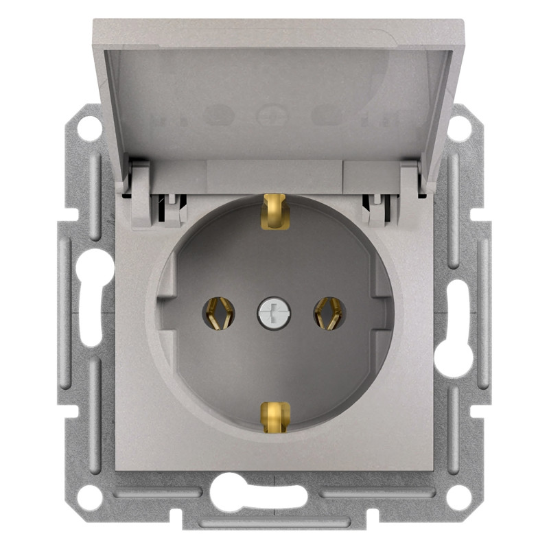 Розетка Schneider Electric Asfora с заземлением и крышкой бронза EPH3100169