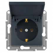 Розетка Schneider Electric Asfora с заземлением и крышкой антрацит EPH3100171